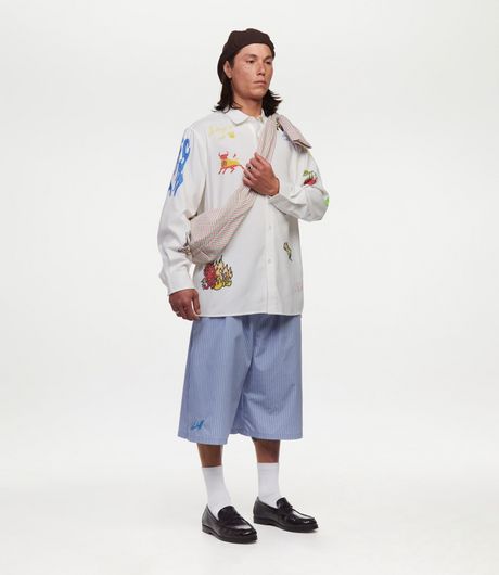 SSSTUFFF Cast Drawing LS Shirt White
