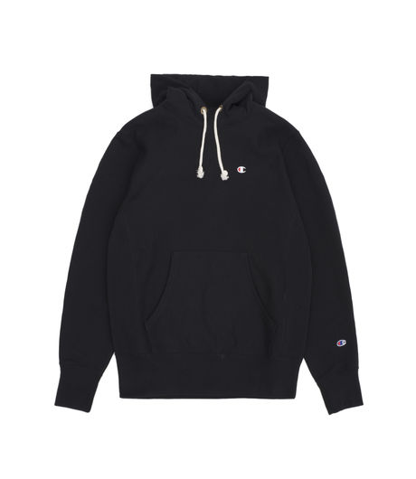 Champion Hooded Sweatshirt Chest Logo Black
