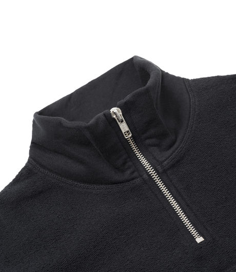 Très Bien Half Zip Sweatshirt Black Overdye