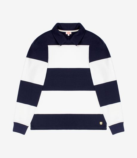 Armor-Lux Polo Neck Sweatshirt Navy/White