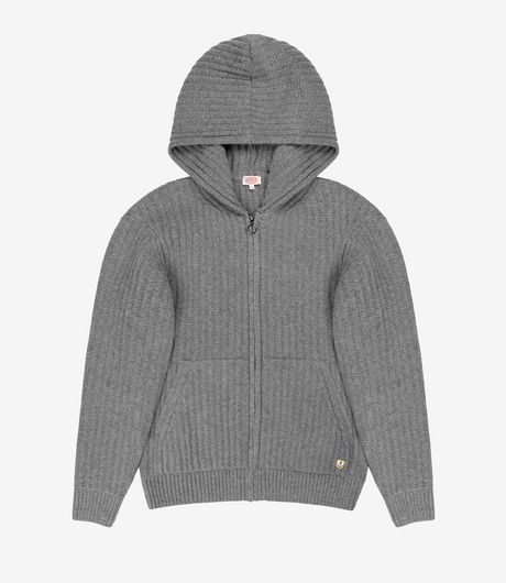 Armor-Lux Heritage Lambswool Zip Up Hooded Knit Slate Grey