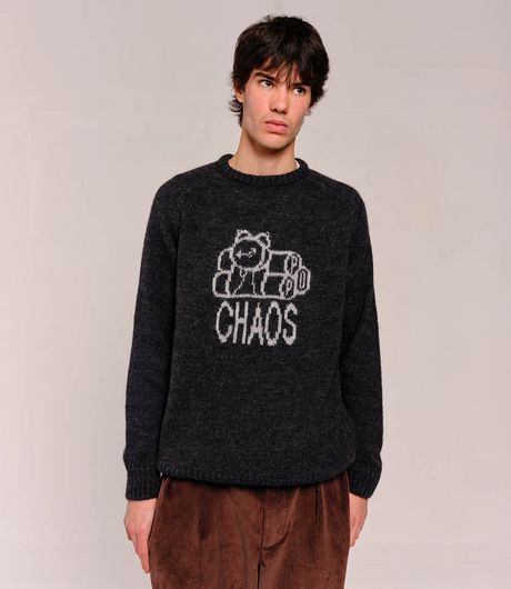 POP Trading Knitted Chaos Crewneck Anthracite