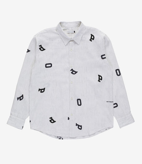 POP Trading Company Letters Striped Shirt White Linen
