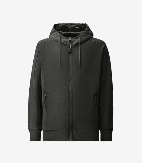 C.P. Company Diagonal Raised Fleece Goggle Zip Sweatshirt Raven
