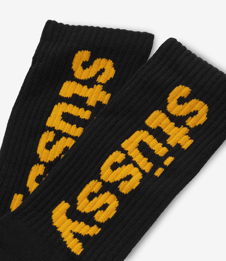 Stussy Helvetica Crew Socks Black/Yellow
