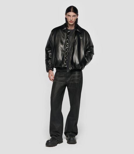 MISBHV Faux Leather Puffer Bomber Jacket Black