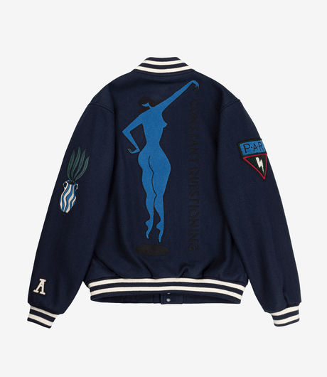by Parra Run Sit & Bike Varsity Jacket Navy Blue
