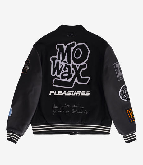 Pleasures x UNKLE Mo' Wax Varsity Jacket Black
