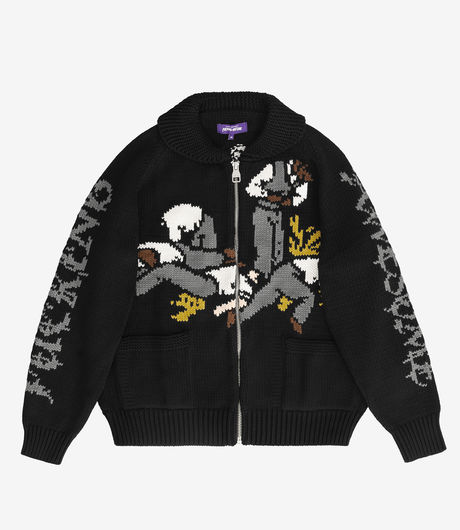 Fucking Awesome Us You Them Cowichan Cardigan Black