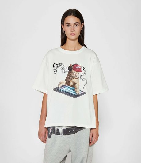 SSSTUFFF DJ Cat Tee White