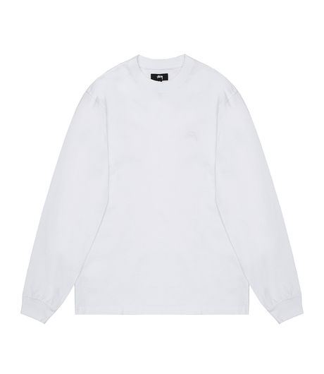 Stussy Stock Logo LS Crew White
