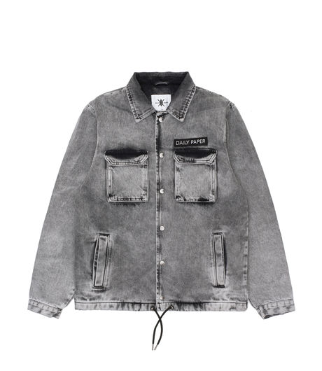 Daily Paper Cargo Coach Jacket Acid Denim Black