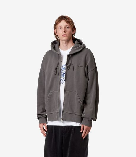 Carhartt WIP Hooded Benton Sweat Jacket Graphite Garment Dyed