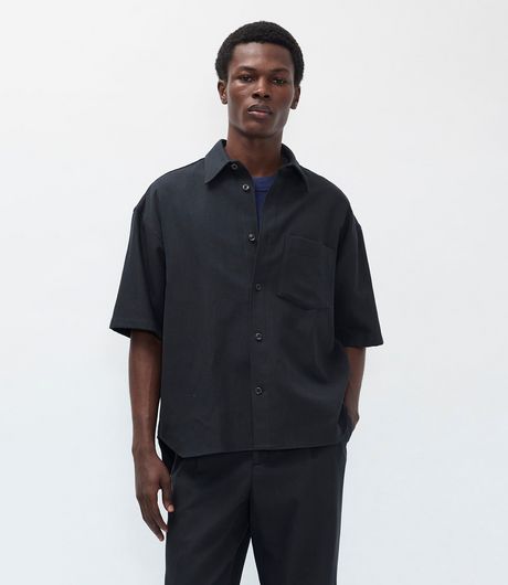 Norse Projects Ulriken Oversized Cotton Linen Twill SS Shirt Dark Navy