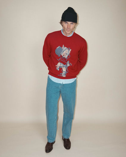 The Loose Company Cat Knitted Sweater Red