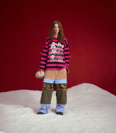 SSSTUFFF Adjustable Rock Striped L/S Tee Pink