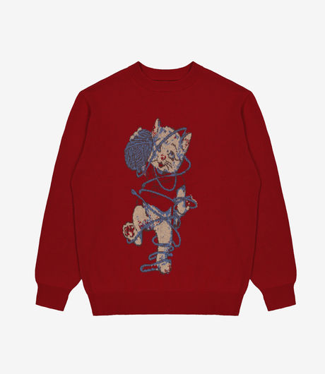 The Loose Company Cat Knitted Sweater Red