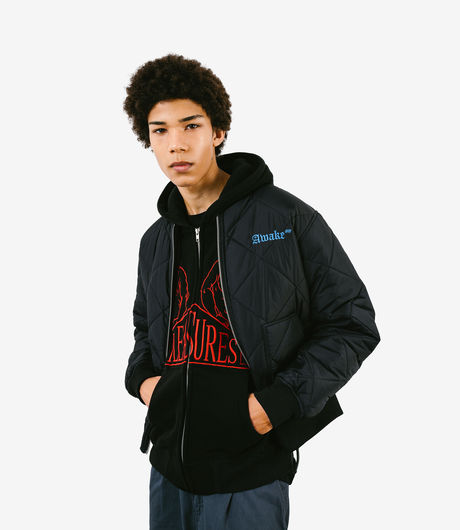 Awake NY Quilted Patch Bomber Jacket Black