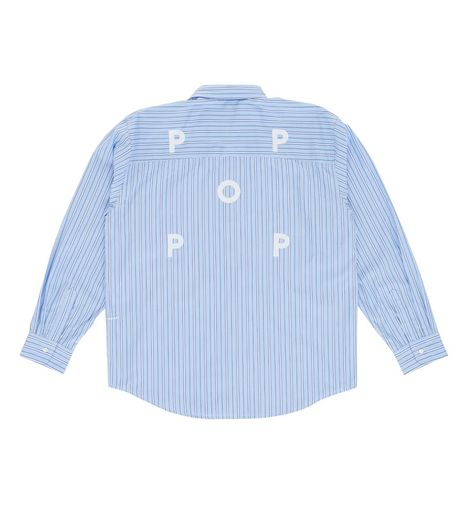 POP Trading Company Striped Logo Shirt Blue