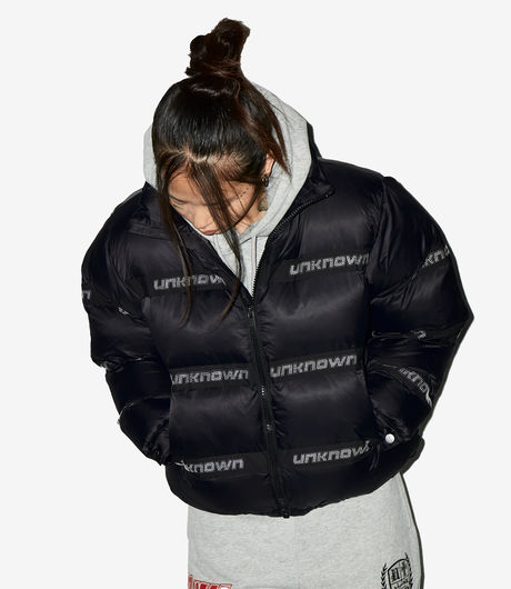 Unknown London Studded Puffer Jacket Black