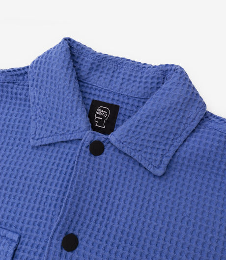 Brain Dead Waffle Button Up Shirt Blue