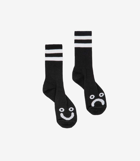 Polar Skate Co Happy Sad Rib Socks Black