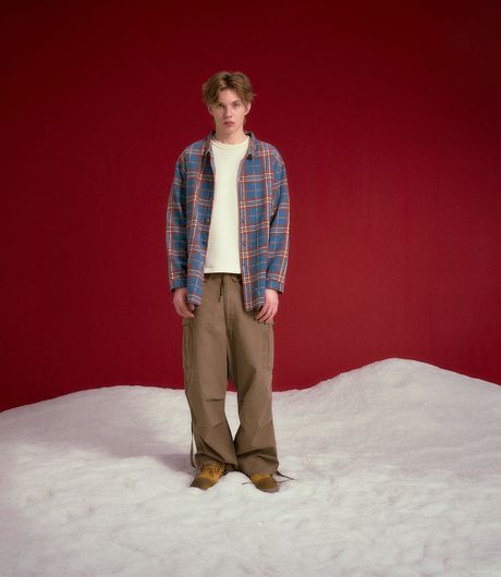 SSSTUFFF Raw Edge Plaid Shirt Blue