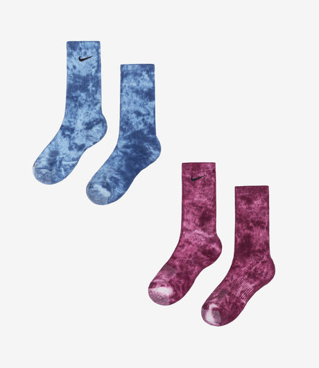 Nike Everyday Plus Cushioned Tie-Dye Crew Socks 2-Pack Navy/Red