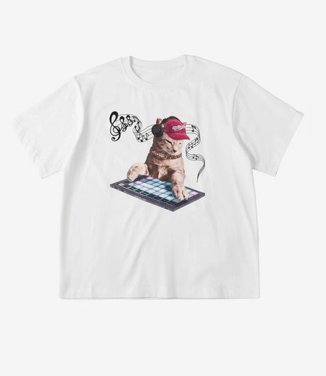 SSSTUFFF DJ Cat Tee White
