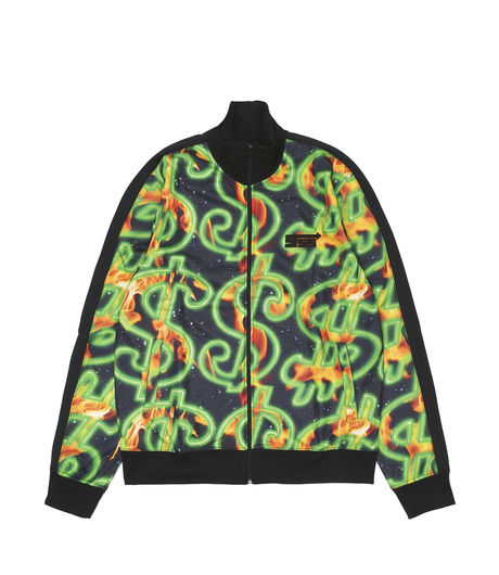 SSS World Corp Fire All Over Print Dollar Fire Track Top Black