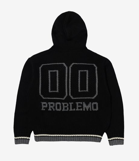No Problemo NYP Varsity Zip Through Knit Black