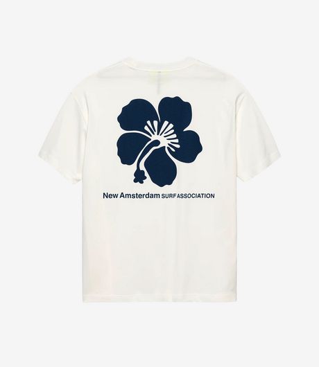 New Amsterdam Surf Association Hibiscus Tee Washed White