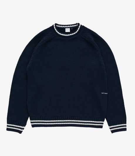POP Trading Company Knitted Logo Crewneck Navy