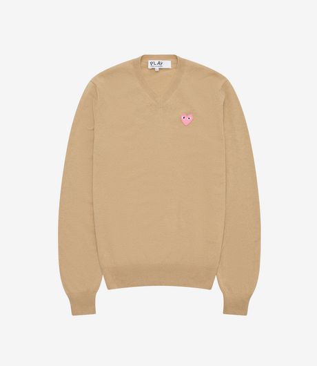 Comme des Garçons Play Heart Wool Knit Camel/Pink