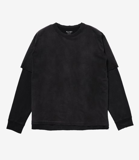 BEAMS Layered Fade Long-Sleeve T-Shirt Black