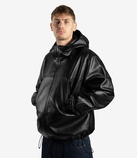 Wasted Paris Kingdom Faux Leather Windbreaker Black