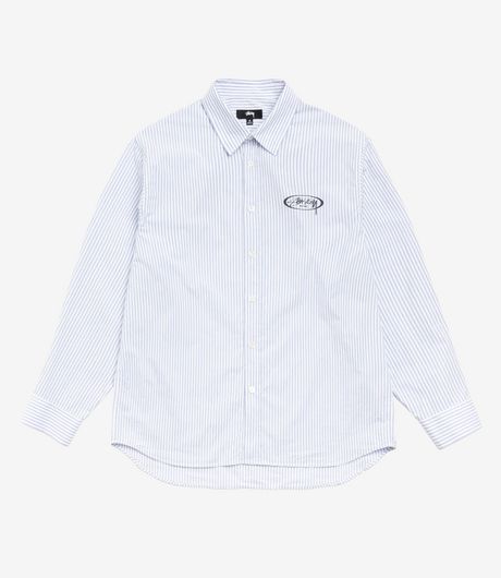 Stussy Standard LS Shirt Logo Blue Stripe