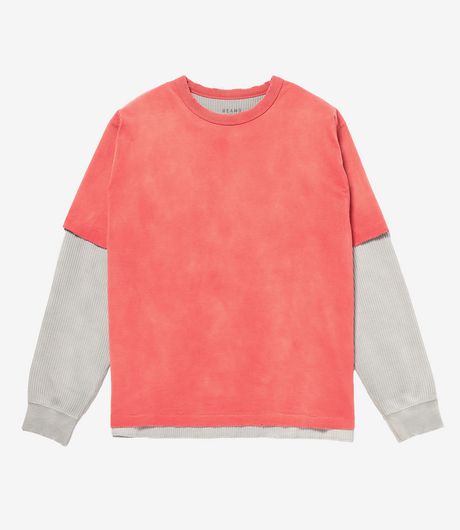 BEAMS Layered Fade Long-Sleeve T-Shirt Red