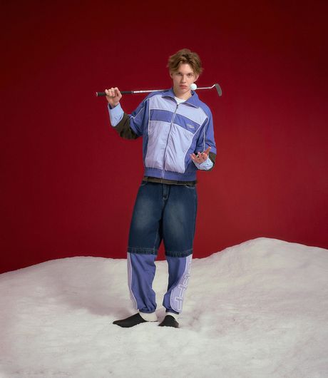SSSTUFFF Hybrid Denim Trackpants Blue