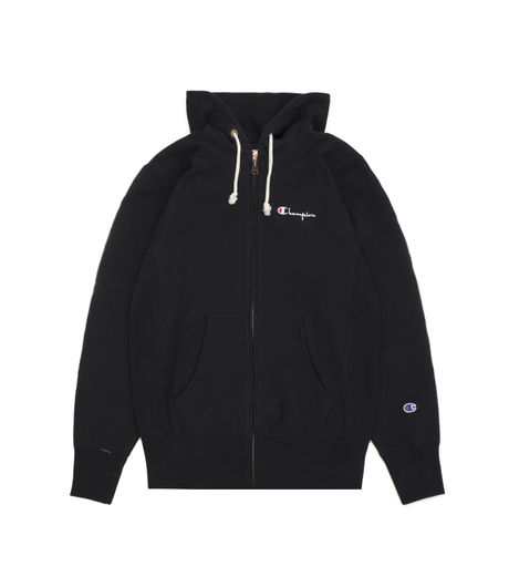 Champion Reverse Weave Hood Script Logo  Full Zip Hoody Black