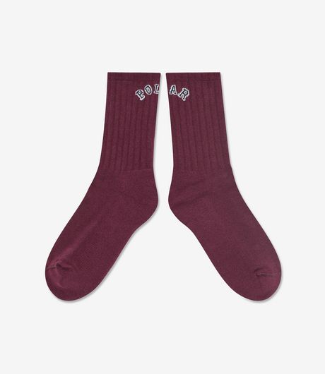 Polar Skate Co College Logo Socks Wine