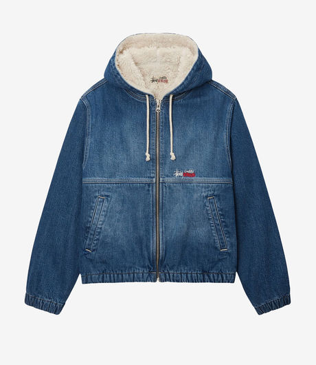 Stussy Denim Sherpa Work Jacket Washed Blue
