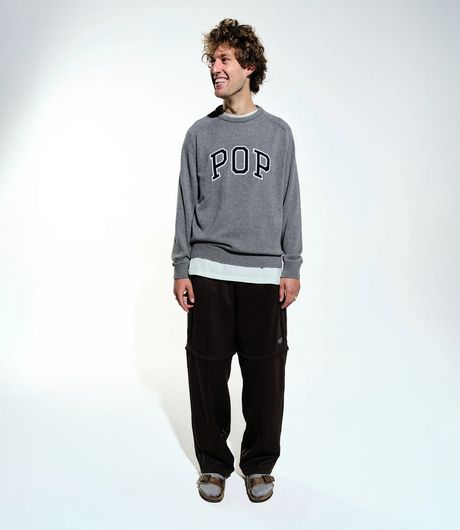 POP Trading Company Knitted Arch Crewneck Grey Heather