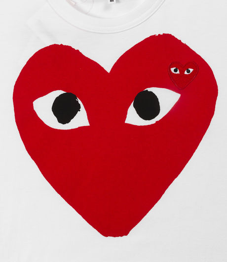Comme des Garçons Play Large Double Heart Logo Tee White
