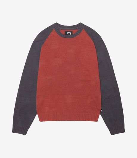 Stussy Colorblocked Raglan Crew Brick