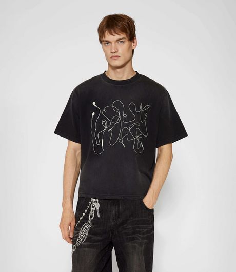 SSSTUFFF Headphones Cable Raglan Tee Black