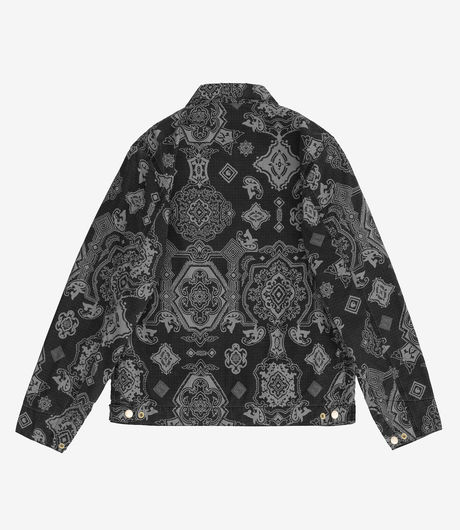 Carhartt WIP Detroit Jacket 'Columbia' Ripstop Black/Verse Print Heavy Stone Wash