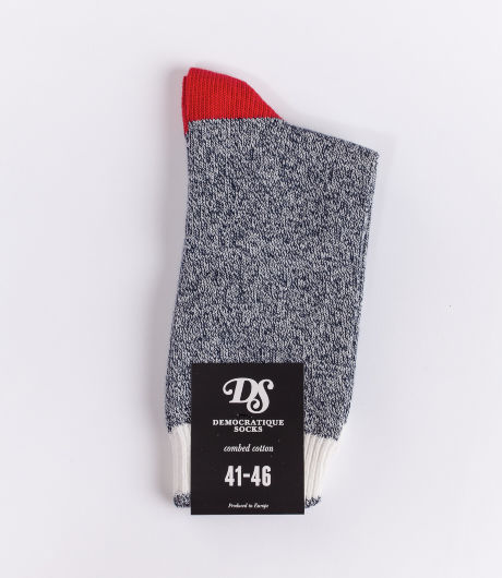 Democratique Socks Relax Melangecontrast Navy / Broken White / Spring Red