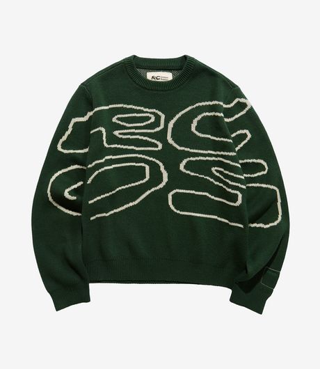 Reese Cooper Outdoor Supply Stack Logo Knit Sweater Cotton Knit Forest