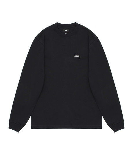 Stussy Stock Logo LS Crew Black